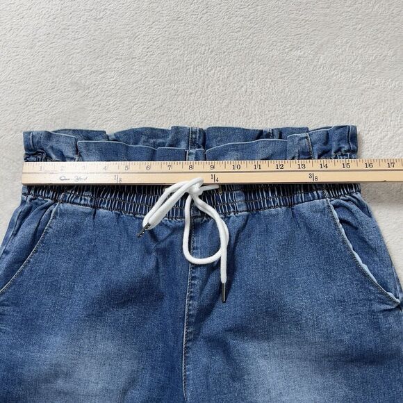 Hammer Paper Bag Jeans Junior Size 13 Blue Pull On Stretch Cropped Cuff Leg - Picture 10 of 13